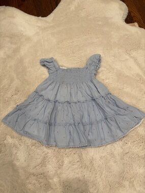 Janie and Jack Blue Cherry Smocked Baby Girl Dress 12-18 months